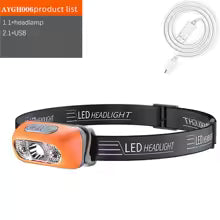 500 Lumen USB Rechargeable Headlamp Motion Sensor Bright LED