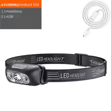 500 Lumen USB Rechargeable Headlamp Motion Sensor Bright LED